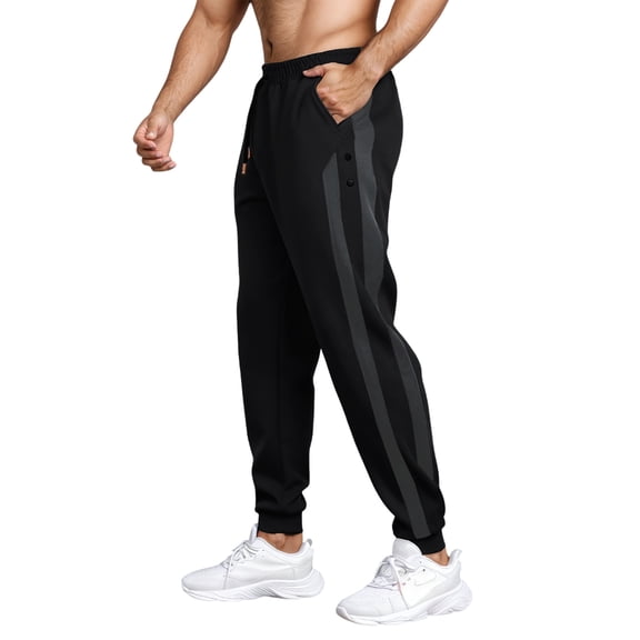 Men Sweatpants Color Block Casual Sweatpants Relaxed Fit Straight Leg Spring Fall Lightweight Lounge Trousers Black XXXL