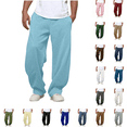 thumbnail image 1 of Men Sweatpants Fashion Casual Comfortable Solid Color Loose Summer Drawstring Pockets Pants Leisure Durable Sweatpants for Men, 1 of 7