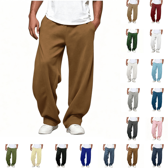 Men Sweatpants Fashion Casual Comfortable Solid Color Loose Summer Drawstring Pockets Pants Leisure Durable Sweatpants for Men