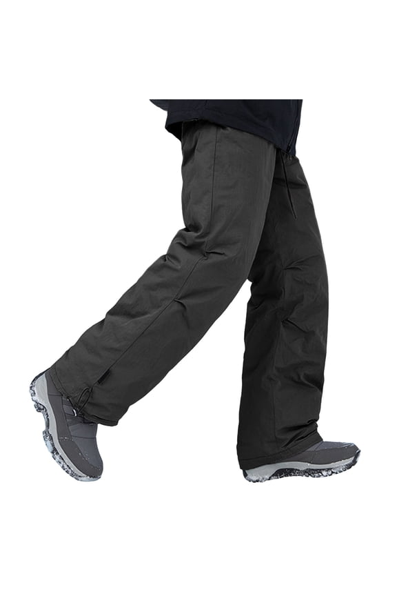 Men Sweatpants Insulated Winter Ski Pants Outdoor Trekking Relaxed Fit Straight Leg Water Resistant Casual Trousers Black L