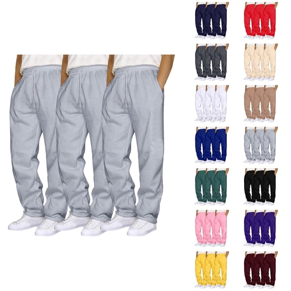 Men Sweatpants Pack Of 3 2026 Fashion Drawstring Elastic Waist Straight Leg Casual Pants Trousers with Pockets