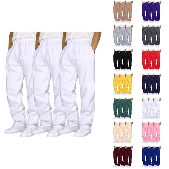 Men Sweatpants Pack Of 3 2026 Trendy Drawstring Elastic Waist Straight Leg Casual Pants with Pockets Trousers
