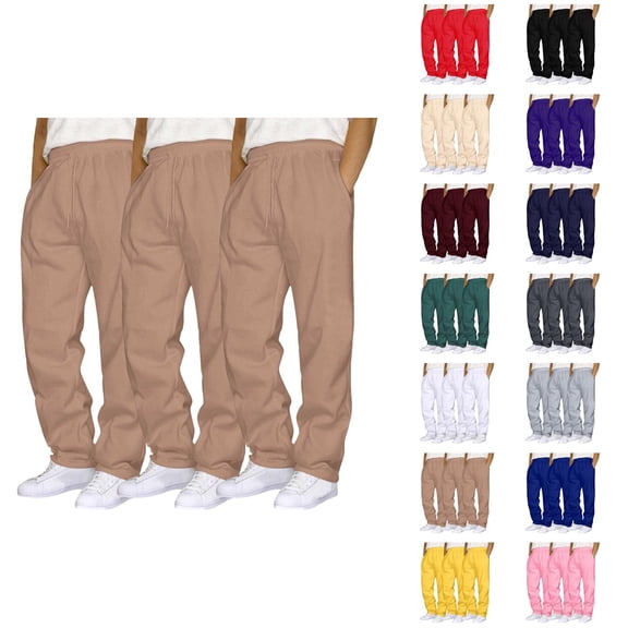 Men Sweatpants Pack Of 3 2026 Trendy Elastic Waist Drawstring Straight Leg Casual Pants with Pockets Trousers