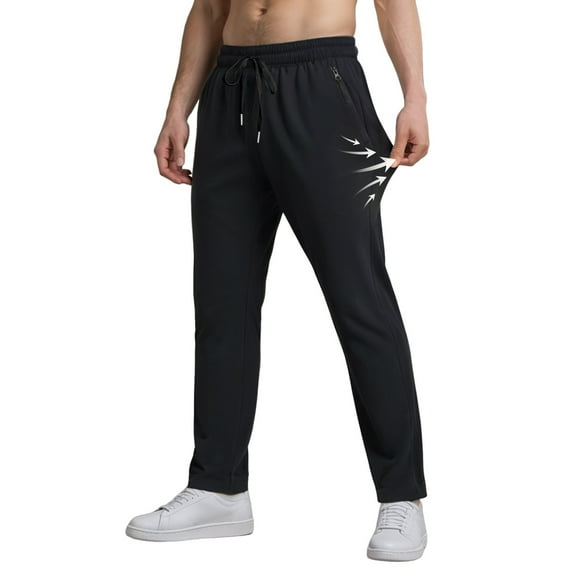 Men Sweatpants with Pockets Mens Pants Relaxed Fit Elastic Waist Stretch Quick Drying Legging Straight Leg Sweat Pants Men Joggers Pants Men's Sweat Pants