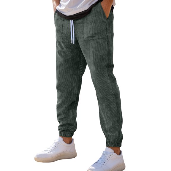 Men Sweatpants Retro Drawstring Jogger Pants Relaxed Fit Spring Fall Lightweight Casual Streetwear Sweatpants Green L