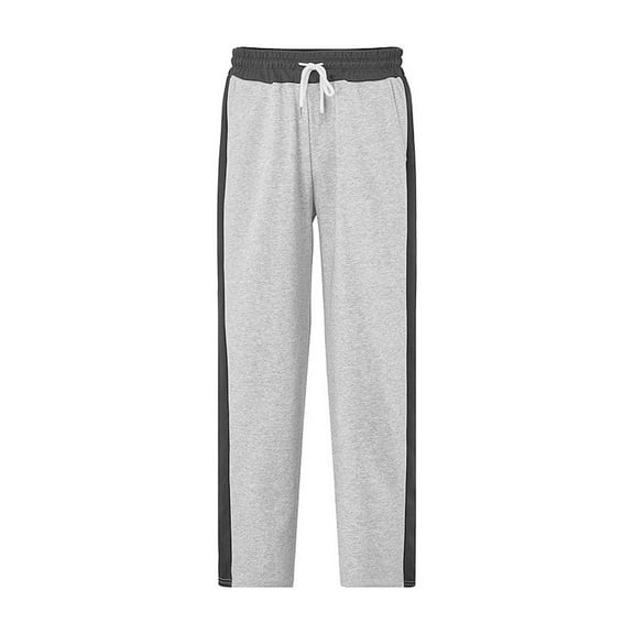 Men Sweatpants Straight Leg Pants Relaxed Fit Winter Terry Fabric Casual Streetwear Trousers Color Block Light Gray XL