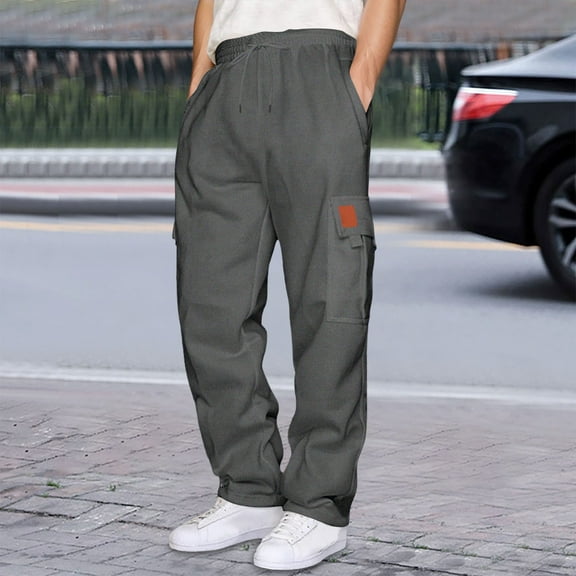 Men Sweatpants Trendy Open Bottom Athletic Pantss With Drawstring Spring Running Pants With Pocket Dark Gray XXXXXL