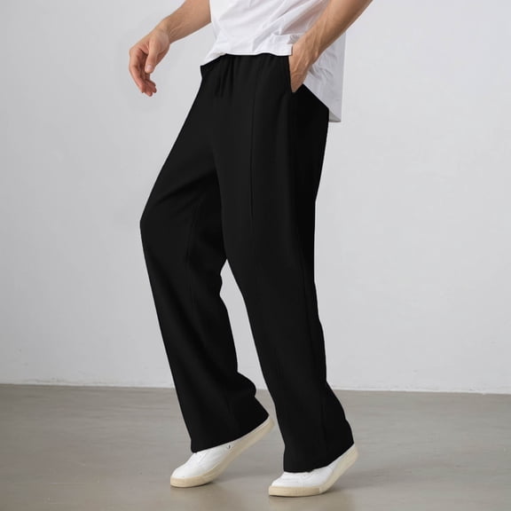 Men Sweatpants Trendy Relaxed Fit Athletic Pantss With Drawstring Casual Pull On Sport Pants With Pocket Black XXL