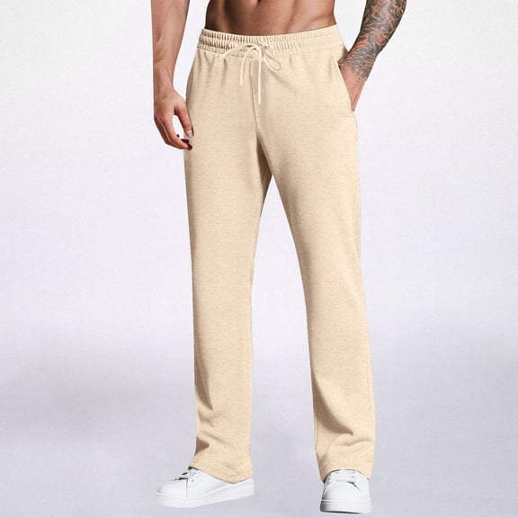 Men Sweatpants with Pockets Men's Pants Casual Relaxed Fit Elastic Waist Loose Fit Wide Leg Pants Mens Joggers Baggy Sweatpants Men