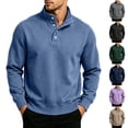 thumbnail image 1 of Men Sweatshirt Cameland Men's Solid Color Loose Casual Button Stand Collar Long Sleeve Shirt Navy,XXL, 1 of 6