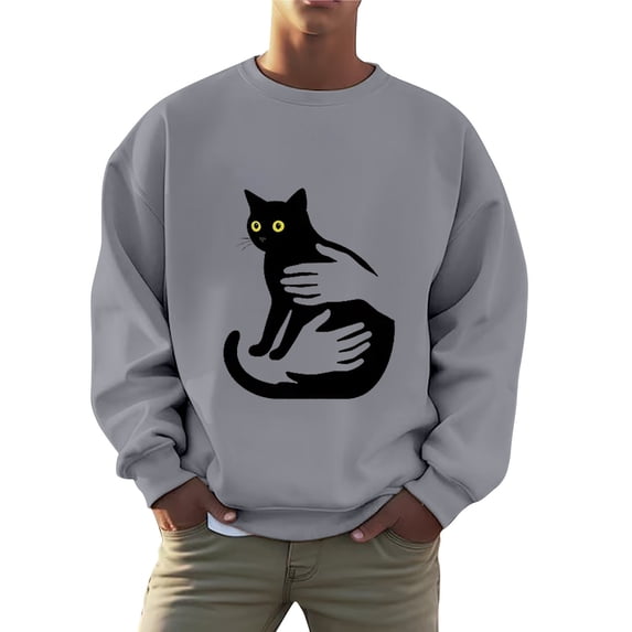 Men Sweatshirt Print Pullover Heavyweight Crewneck With Fashion Graphic Design Casual Tops