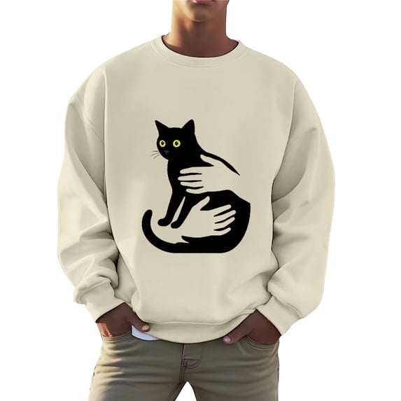 Men Sweatshirt Print Pullover Heavyweight Crewneck With Fashion Graphic Design Casual Tops