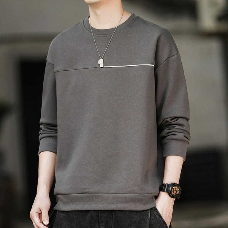 Men Sweatshirts 2024 Sweatshirt Long Sleeve Overhead Crew Neck Sweatshirts Limited Promotion Grey XXL