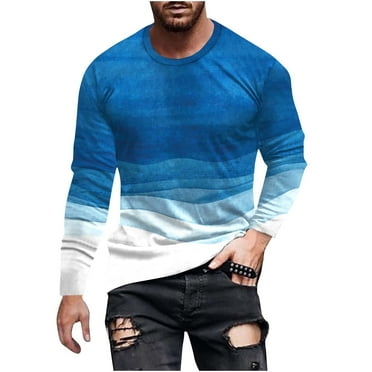 Men Sweatshirts Clearance Clearance Shirts for Men Under $5 Long Sleeve Round Neck Color Match Printed T Shirt Tops