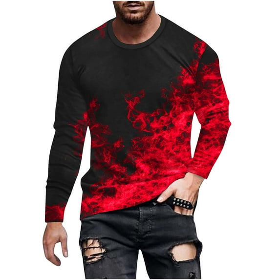 Men Sweatshirts Mens Shirts Long Sleeve Casual Casual Round Neck Long Sleeve Pullover Printed T-Shirt Blouse Tops