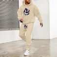 thumbnail image 1 of Men Sweatsuits 2 Piece Set Casual 67 Print Hoodie Sweatshirt and Joggers Sweatpants Sets Comfortable Fall Winter Sport Suit with Pocket Beige L, 1 of 4