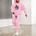 thumbnail image 1 of Men Sweatsuits 2 Piece Set Casual 67 Print Hoodie Sweatshirt and Joggers Sweatpants Sets Comfortable Fall Winter Sport Suit with Pocket Pink XL, 1 of 4