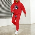 thumbnail image 1 of Men Sweatsuits 2 Piece Set Casual 67 Print Hoodie Sweatshirt and Joggers Sweatpants Sets Comfortable Fall Winter Sport Suit with Pocket Red XXL, 1 of 4