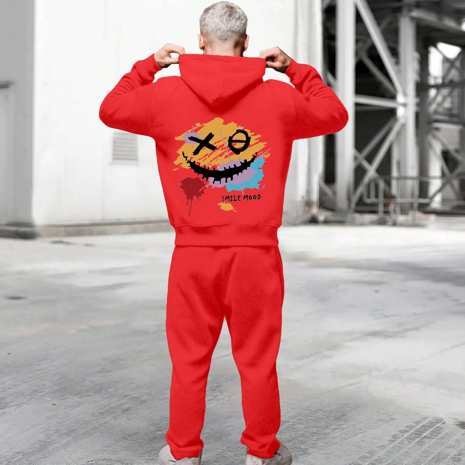 Men Sweatsuits 2 Piece Set Casual Loose Fit Graphic Hoodie