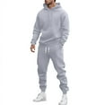 thumbnail image 1 of Men Sweatsuits 2 Piece Set Casual Solid Color Hoodie Sweatshirt and Joggers Sweatpants Sets Comfortable Fall Winter Sport Suit with Pocket Light Gray L, 1 of 4