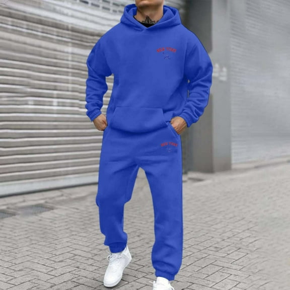 Men Sweatsuits 2 Piece Set Classic Solid Color Casual Hoodie Sweatshirt and Joggers Sweatpants Sets Running Fall Fashion Sport Suits Winter Clothes Outfits