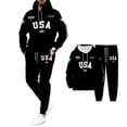 thumbnail image 1 of Men Sweatsuits 2 Piece Set Classic letter print Casual Hoodie Sweatshirt and Joggers Sweatpants Sets Running Sport Suit with Pocket Black L, 1 of 4