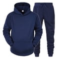 thumbnail image 1 of Men Sweatsuits 2 Piece Set Comfortable Solid Color Casual Hoodie Sweatshirt and Joggers Sweatpants Sets Fall Winter Long Sleeve Pullover Suit with Pocket, 1 of 9