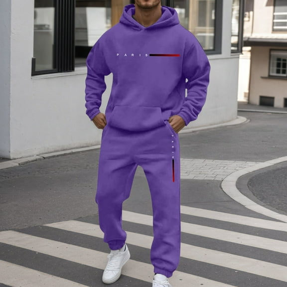 Men Sweatsuits 2 Piece Set Letter Graphic Comfortable Hoodie Sweatshirt and Joggers Sweatpants Sets Casual Streetwear Fall Winter Long Sleeve Sport Suit with Pocket