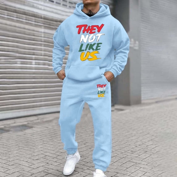 Men Sweatsuits 2 Piece Set Letter Print Relaxed Fit Hoodie Sweatshirt and Joggers Sweatpants Sets Comfortable Fall Fashion Pullover Suits Winter Clothes Outfits