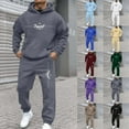 thumbnail image 1 of Men Sweatsuits 2 Piece Set Trend Street Letter Print Hoodies Sweatshirt And Joggers Sweatpants Set Casual Fall Sport Suit Sets Winter Clothes Outfits, 1 of 4