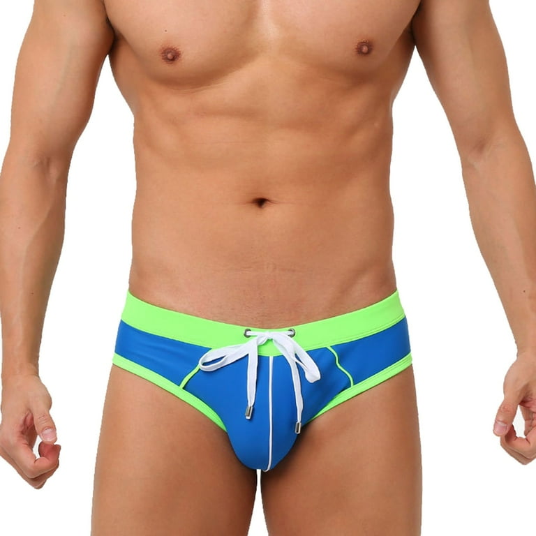 Men Swim Bottoms Swimwear Drawstring Midi Waist Tight Swim Briefs Casual Color Matching Trunks Training Shorts Walmart