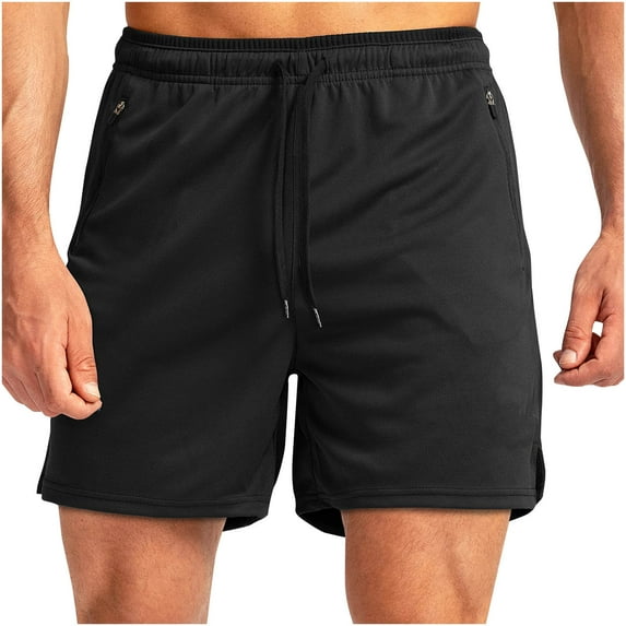 Men Swim Shorts Swim Shorts Men Men's Solid Color Sports Fitness Training Breathable Holiday Mesh Beach Shorts Zipper Pockets Cropped Pants Ndbuld Great Gifts for Less Black XL