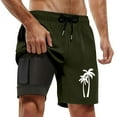 thumbnail image 1 of Men Swim Trunk Coconut Trees Pattern Quick Dry Bathing Suit Swimming Board Shorts Mesh Lining Army Green L, 1 of 4