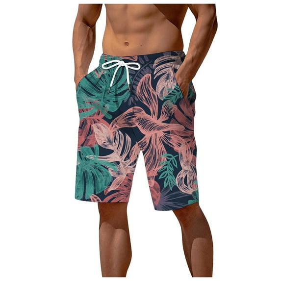 Men Swim Trunks Bathing Suit Compression Liner Beach Board Shorts Swimsuit Quick Dry Pink XL
