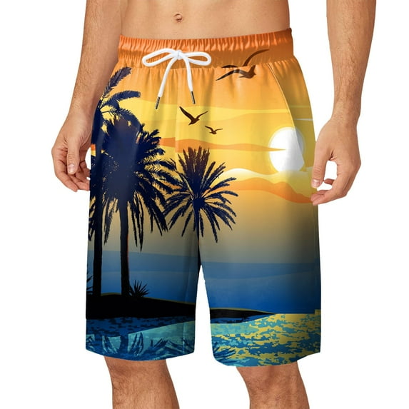 Men Swim Trunks Elastic Quick Dry With Pockets Bathing Suits No Mesh Lining Beach Shorts Orange XXXL