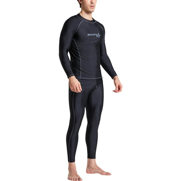 Men Swim Trunks , Mens Short Swim Trunks , Black Shorts for Men Men's Quick-Dry Diving and Snorkeling Two-Piece Set with Long Sleeve Rash Guard and Swim Trunks for Surfing