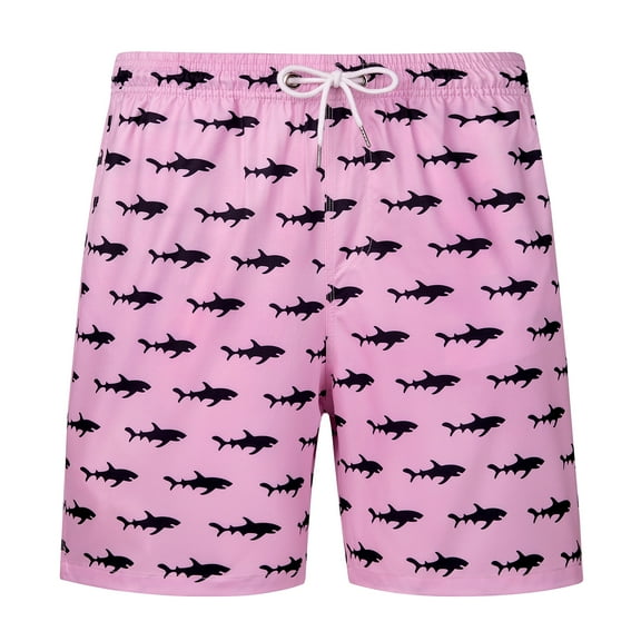 Men Swim Trunks Mesh Liner Quick Dry Swim Shorts Bathing Suit Swimsuit Summer Beach Shorts Pink 2XL