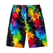 QXUTPO Men Swim Trunks Outdoor Shorts Quick-Drying Five-Point Beach Swimwears
