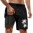 thumbnail image 1 of Men Swim Trunks Palm Tree Beach Quick-Dry Lightweight 2 In 1 4-Way Stretch Bathing Suit Black XXL, 1 of 4