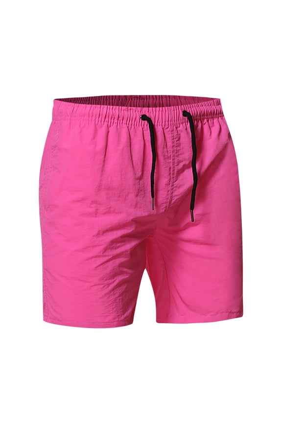 Men Swim Trunks Quick Dry Board Shorts With Zipper Pockets Beach Shorts Bathing Suits For Men Hot Pink L