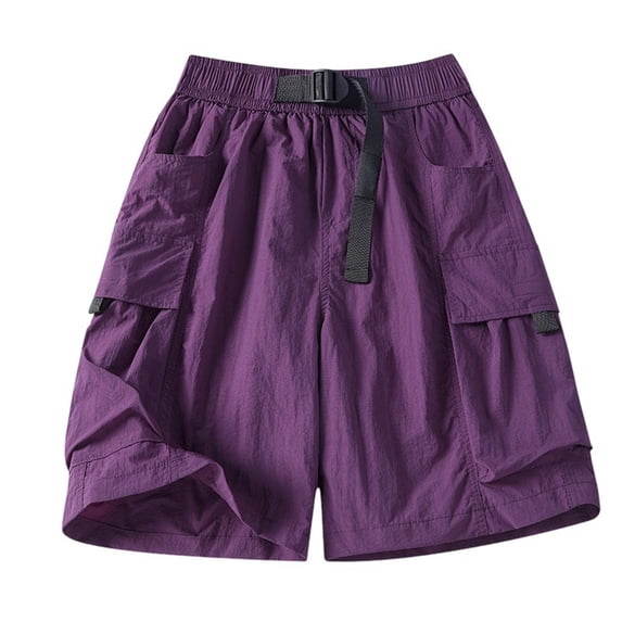 Men Swim Trunks Solid Elastic Waist Quick Dry Bathing Suit Board Shorts Beach Breathable Swimsuit Bottom With Drawstring Purple XL