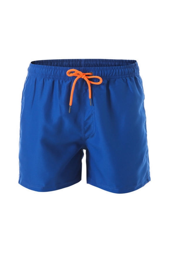 Men Swim Trunks Solid Elastic Waist Quick Dry Swimsuit Board Shorts Beach Breathable Bathing Suit Bottom With Drawstring Blue XXXXL