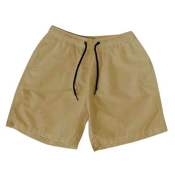 Men Swim Trunks Solid Stretch Quick Dry Liner Swim Shorts Beach Breathable Swimsuit Bottom With Drawstring Yellow S