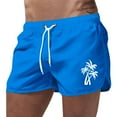 thumbnail image 1 of Men Swim Trunks Three Coconut Trees Print 2 In 1 Quick Dry With Pockets Swimwear Bathing Suits Beach Outdoor Blue M, 1 of 4