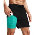 thumbnail image 1 of Men Swim Trunks with Compression 7 Inches Breathable Liner Quick Dry Zipper Pockets for Board Beach Gym Running, 1 of 5