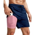 thumbnail image 1 of Men Swim Trunks with Compression 7 Inches Breathable Liner Quick Dry Zipper Pockets for Board Beach Gym Running, 1 of 5