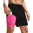 thumbnail image 1 of Men Swim Trunks with Compression 7 Inches Breathable Liner Quick Dry Zipper Pockets for Board Beach Gym Running, 1 of 5