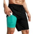 thumbnail image 1 of Men Swim Trunks with Compression 9 Inches Breathable Liner Quick Dry Zipper Pockets Swimming Bathing Summer Beach Shorts for Board Beach Gym Running, 1 of 7