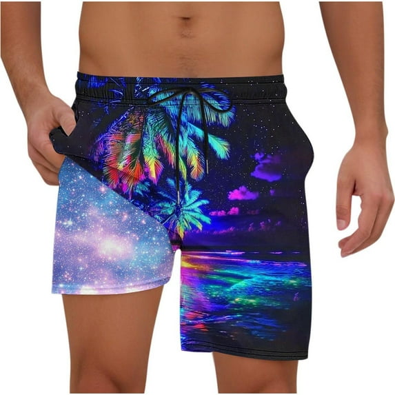 Men Swim Trunks with Compression Liner 7 Inch Inseam Board Shorts Bathing Suit with Pockets