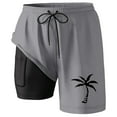 thumbnail image 1 of Men Swim Trunks with Compression Liner Inseam Board Shorts, Bathing Suit with Pockets, Made of Suitable Material for Summer, 1 of 3